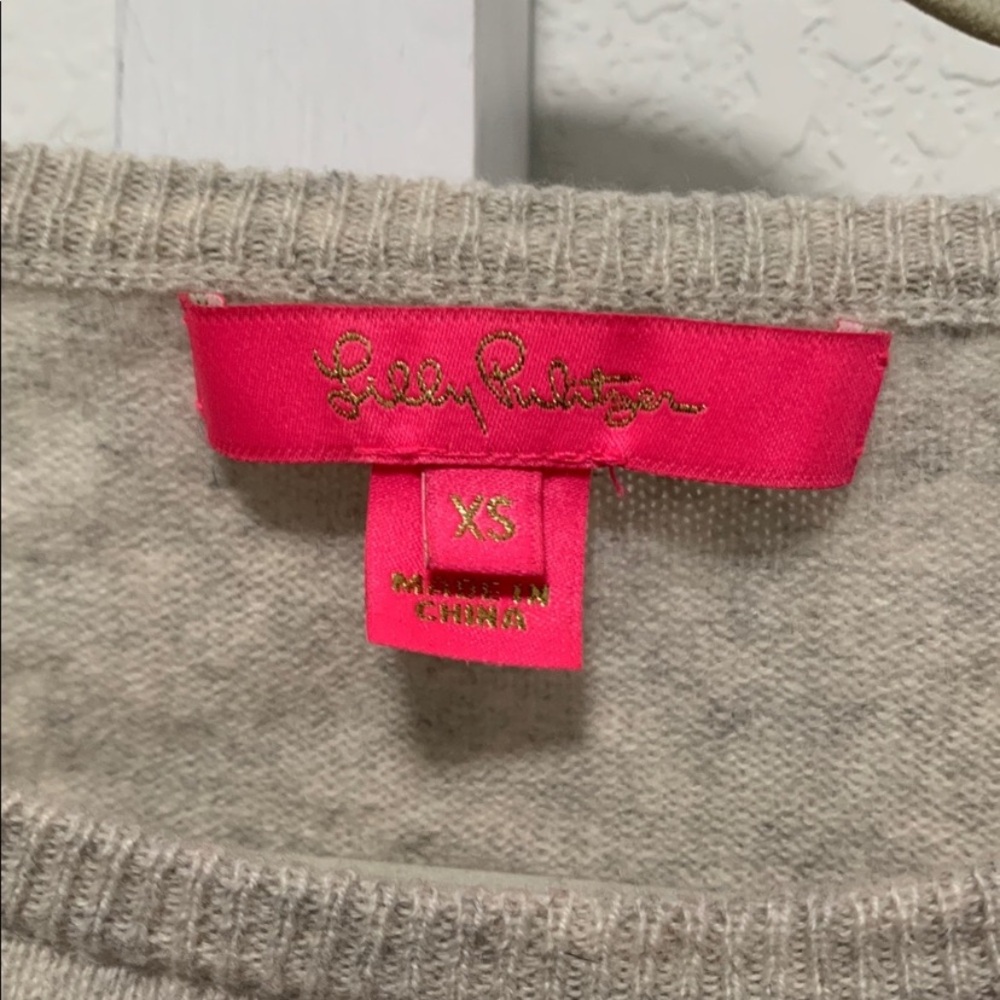Lilly Pulitzer Napa Gray Pink Cashmere Pullover Sweater - Picture 3 of 10